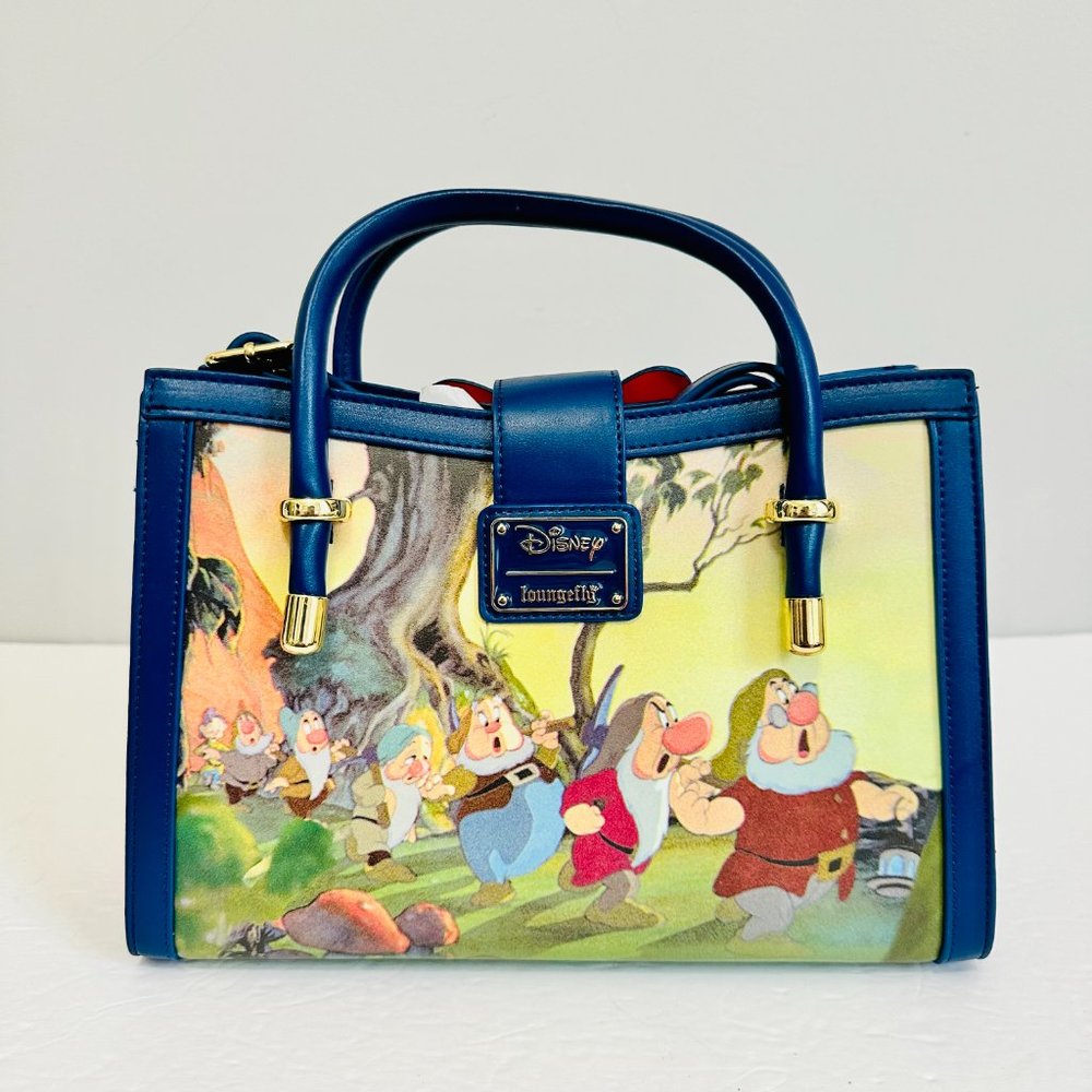 LOUNGEFLY DISNEY PRINCESS SNOW WHITE AND SEVEN DWARVES CROSSBODY SATCHEL - Picture 5 of 11